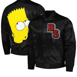 The Simpsons Freeze Max Bart Simpson Satin Full-Snap Jacket - Black
